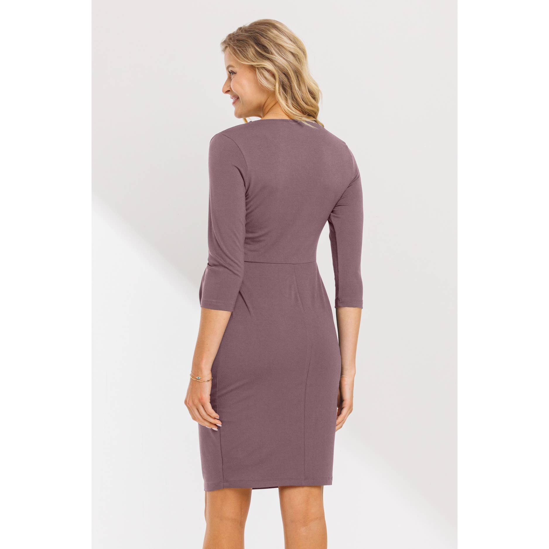 Hello Miz - Wholesale Dress - Maternity - Pleated Quarter Sleeve Maternity Solid Dress10