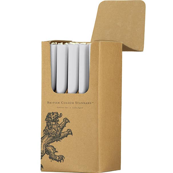 BRITISH COLOUR STANDARD – wholesale Tapered candle/candlestick – Gull Grey Eco Dinner Candles, 25 per pack0