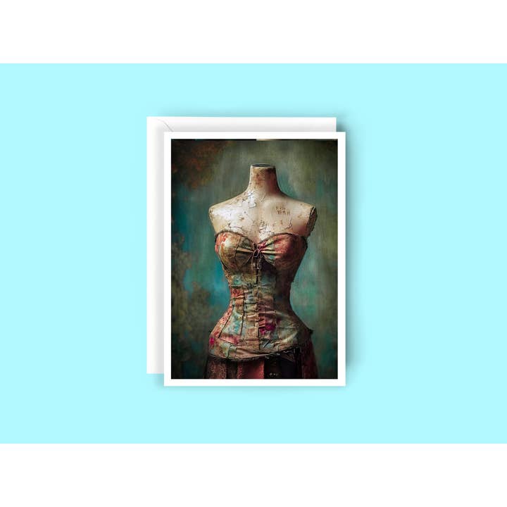 Salty Alyce - Wholesale Everyday Greeting Card - Rustic Rose Corset Blank Card RA64