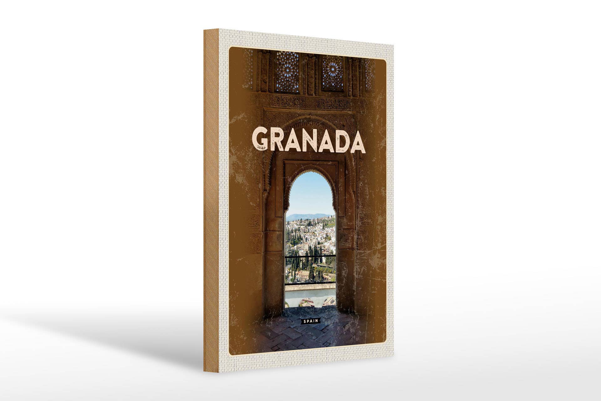 Femer - Wholesale Sign - 20x30cm Retro Granada Spain Architecture Wooden Travel Sign0