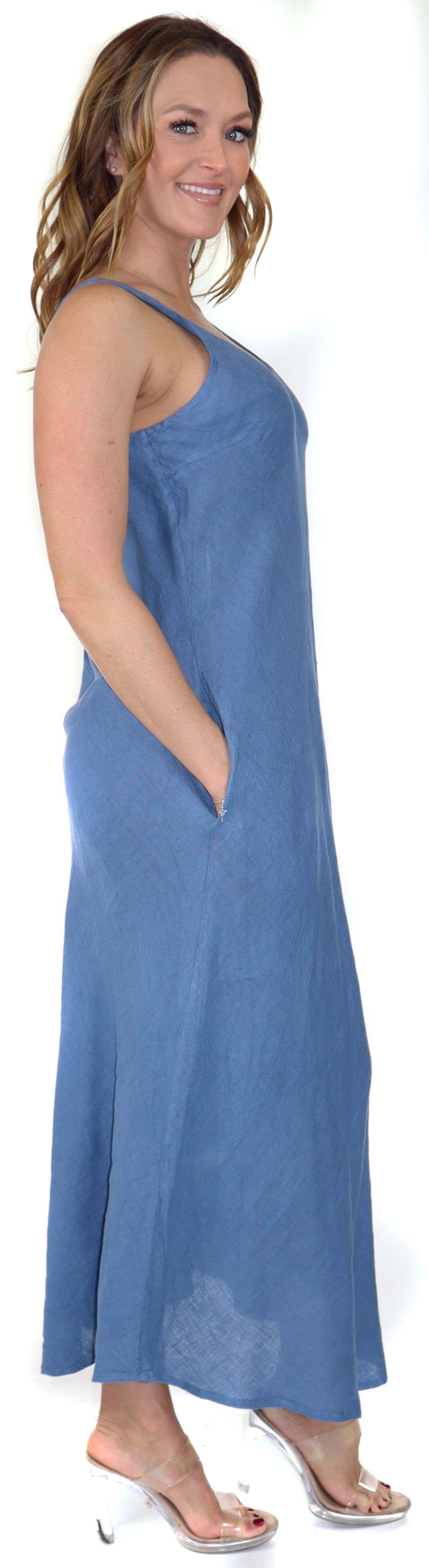 LINEN AND GAUZE - Wholesale Dress - Women's - Biased Cut For excellent fit Pure linen summer maxi dress11