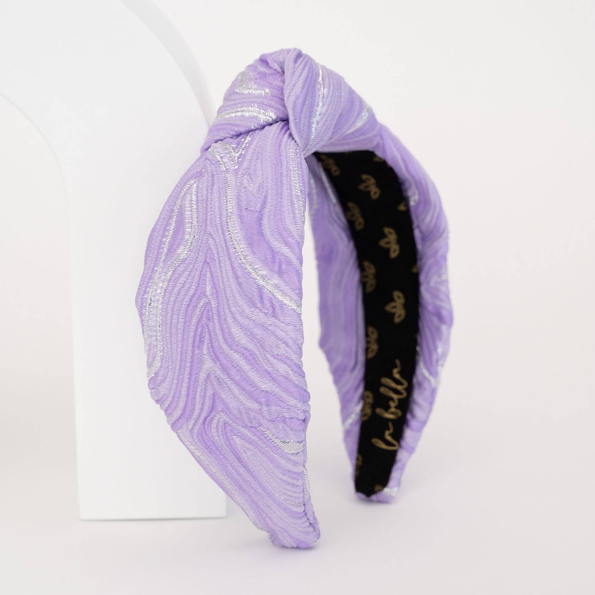 La Bella - Wholesale Fashion Headband - Women's - Lavender Swirl Jacquard Knotted Headband4