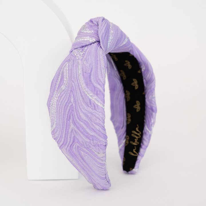La Bella - Wholesale Fashion Headband - Women's - Lavender Swirl Jacquard Knotted Headband4