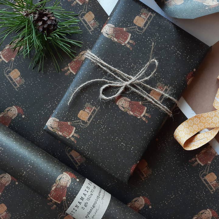 MyDesignPictures – Großhandel Geschenkpapier in Bögen – Kraft-Geschenkpapier „Hase mit Schlitten“