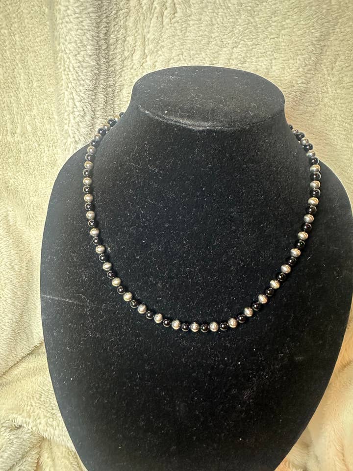 6mm sterling- black onyx necklace for wholesale by BDN Boutique