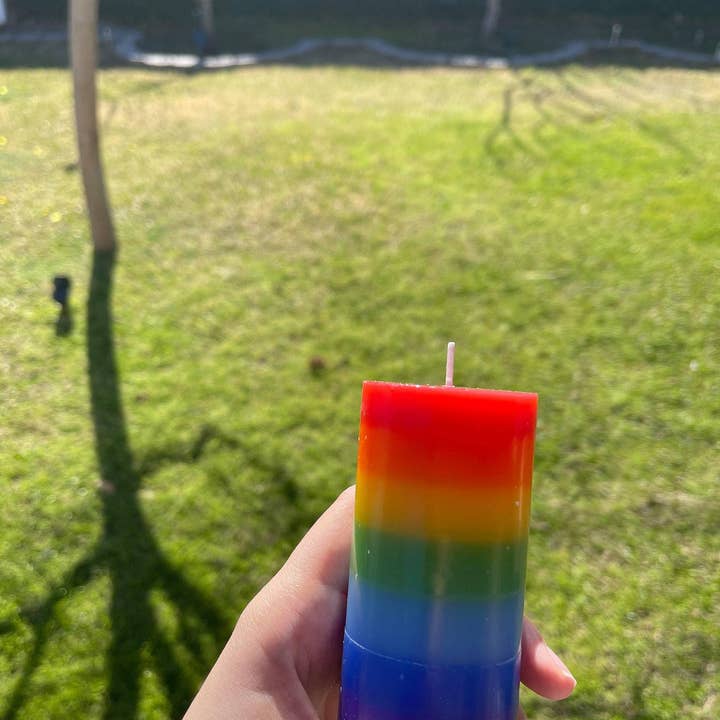 CaNatureLover - Wholesale Pillar candle - Wholesale seven Chakra Candles, Rainbow Candles, Colorful Candles 9.5 Inches Long 1.5 Inch Diameter, 4 Inches Long 2 inch Diameter UNSCENTED5
