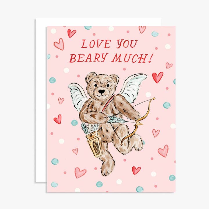 Love You Beary Much Cupid Valentine's Day Card for wholesale by The Scribblist