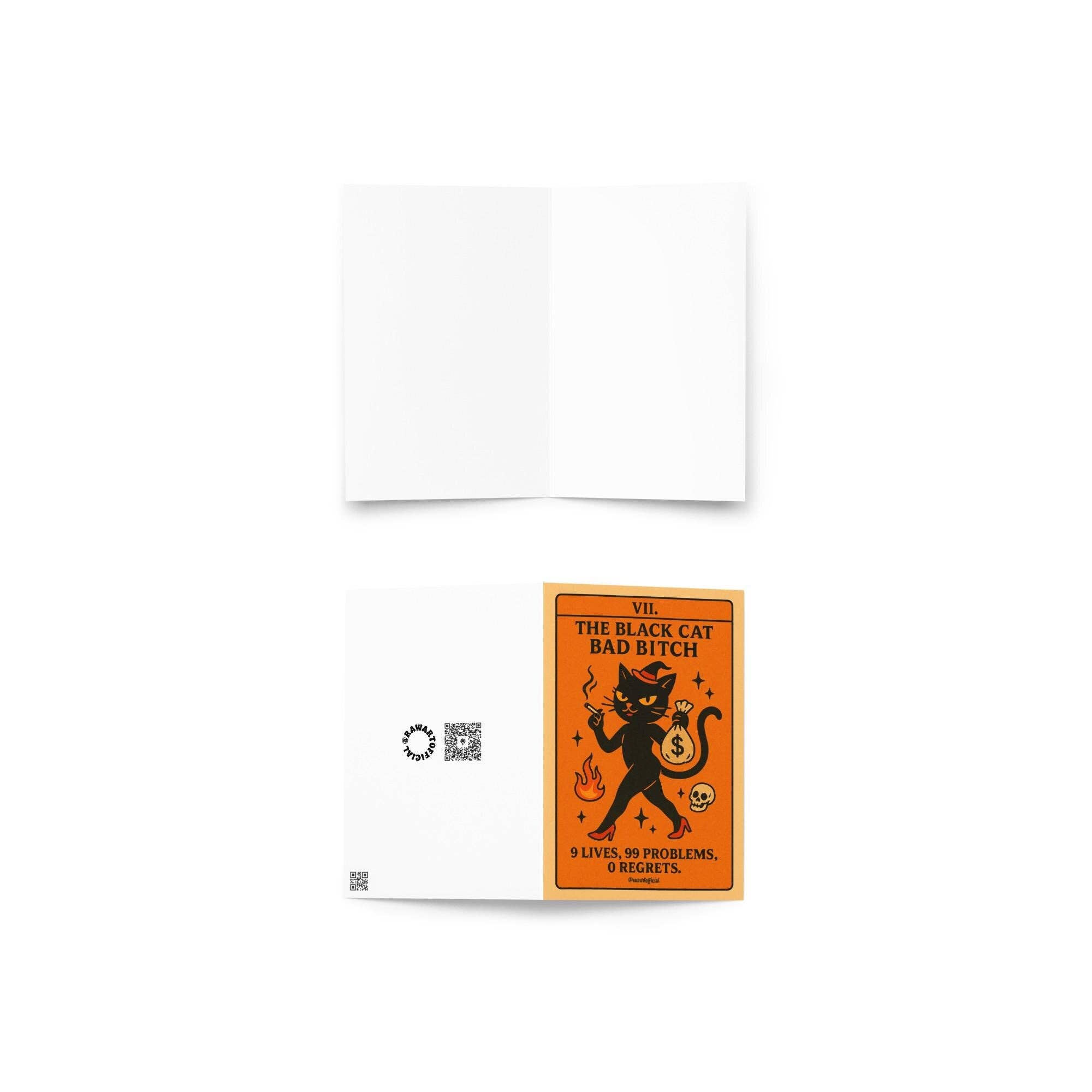 Hot Mess Paper Co. – Engroshandel Fødselsdagskort – Sort Kat Dårlig B*tch Tarotkort: Uhyggeligt Gotisk Halloween Fødselsdagskort2