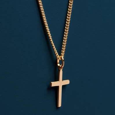 We Are All Smith - Wholesale Pendant/Charm Necklace - Vermeil Gold Cross on 14k Gold Filled Curb Chain