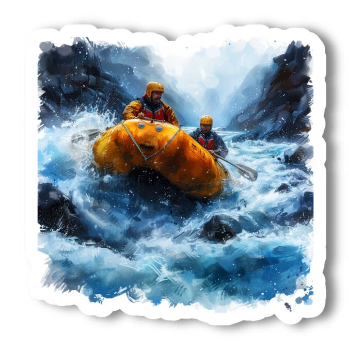 Fighting the Rapids, Rafting 3" Vinyl Sticker for wholesale by National Parks and Beyond