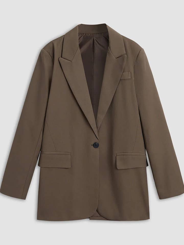 Effen oversized blazer met enkele rij knopen voor wholesale door VividLux