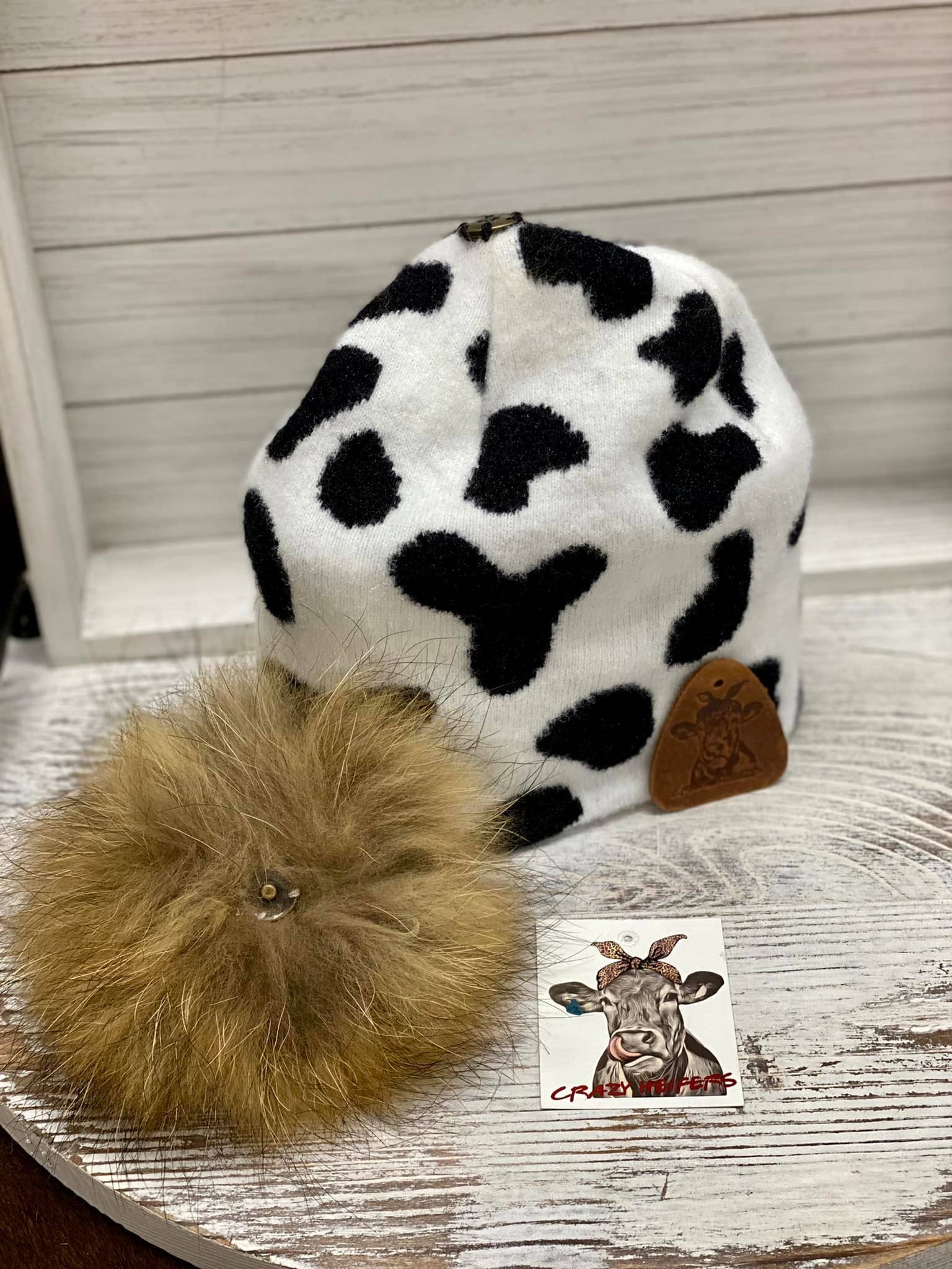 Crazy Heifers Wholesale - Wholesale Beanie - Women's - Cow Pom Beanies2