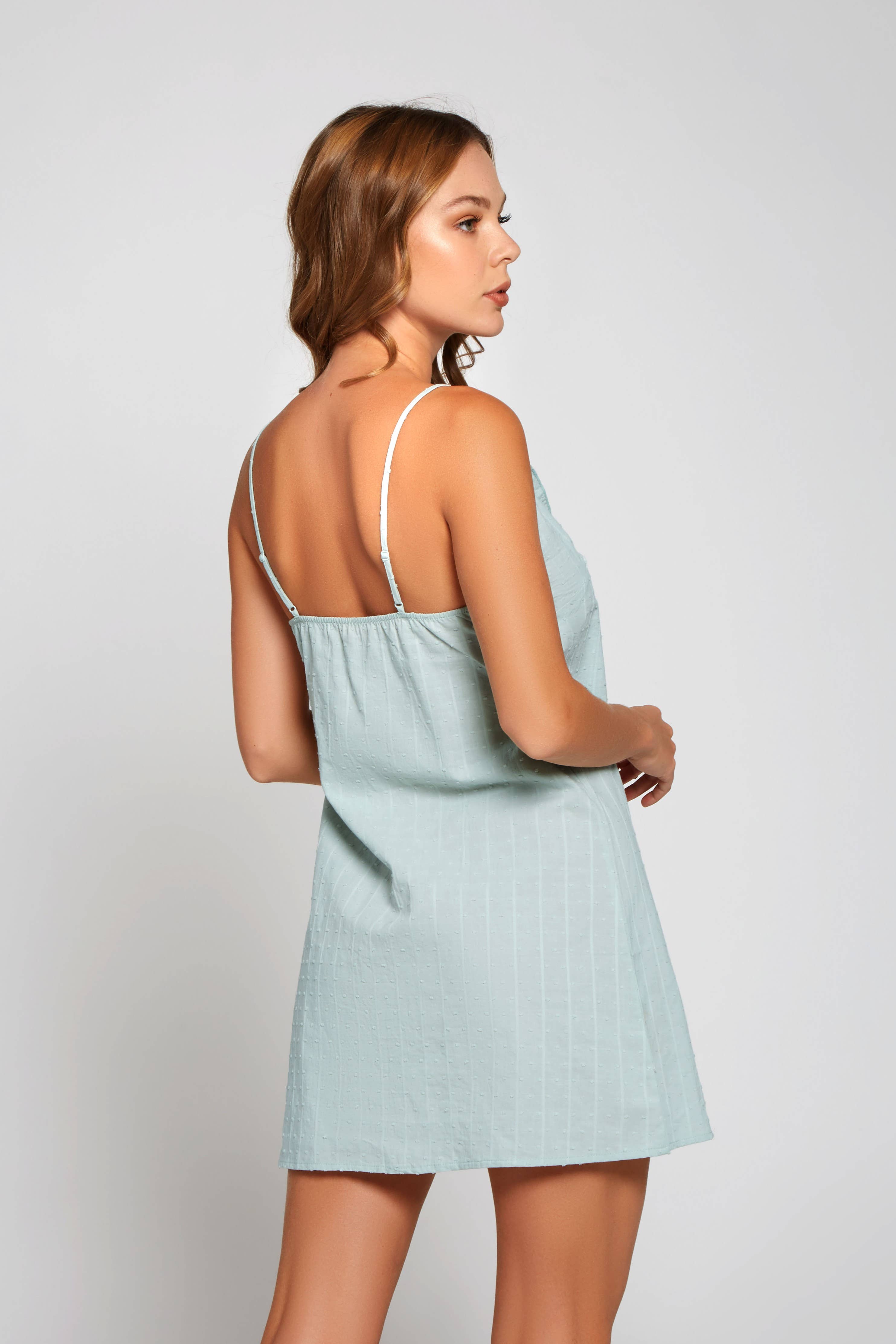 Claire Mint Ruffle Textured Short Robe for wholesale on Faire7