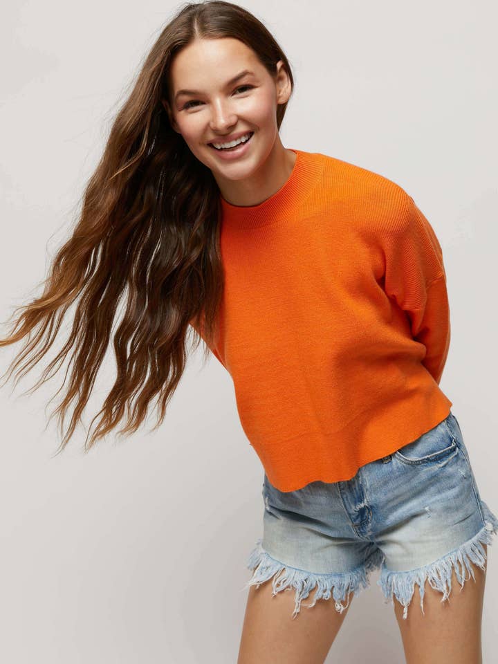 Hers & Mine - Wholesale Knit Top - Women's - MOCK NECK SIDE SLIT SWEATER TOP1