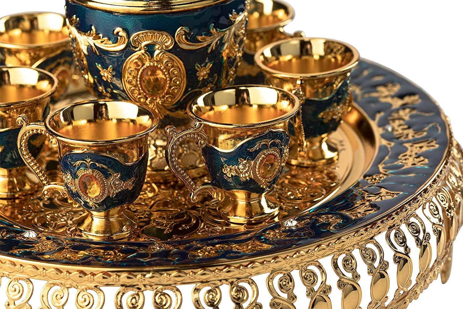 The Wine Savant /  Khen Glassware - Vente Service à thé - Ensemble de cafetières turques vintage pour 6 personnes avec plateau et théière7