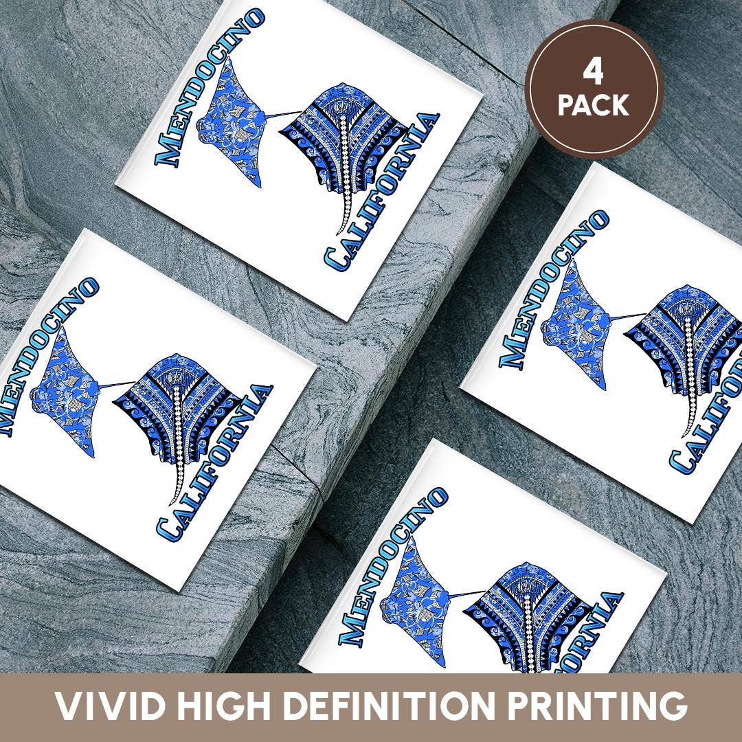 3dRose - Wholesale Coasters - 3dRose, Blue tribal stingray for any vacation to Mendocino, California, Coaster5