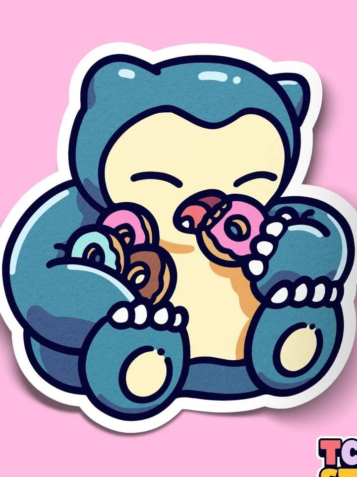 Snorlax Donut Pokémon Sticker for wholesale by TCG.Store - TCGDOTSTORE