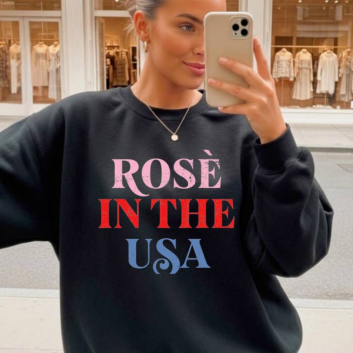 Rose’ In The USA Graphic Sweatshirt America for wholesale by Gia Gifts Boutique