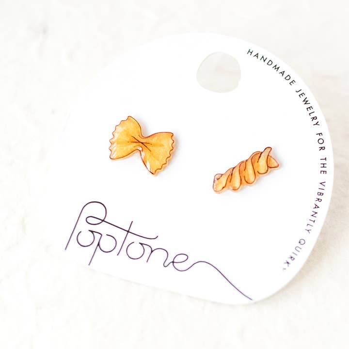 Pendientes Pasta Shapes: Bowtie & Rotini para venta al por mayor de Poptone Co.