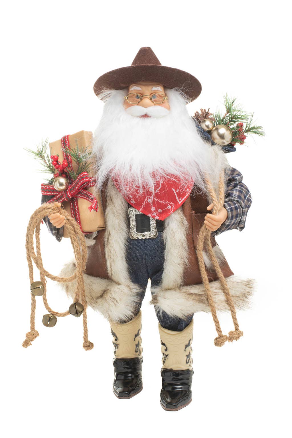 Starlight Collection - Wholesale Christmas Decoration - Brown/Blue Wild West Santa Figurine