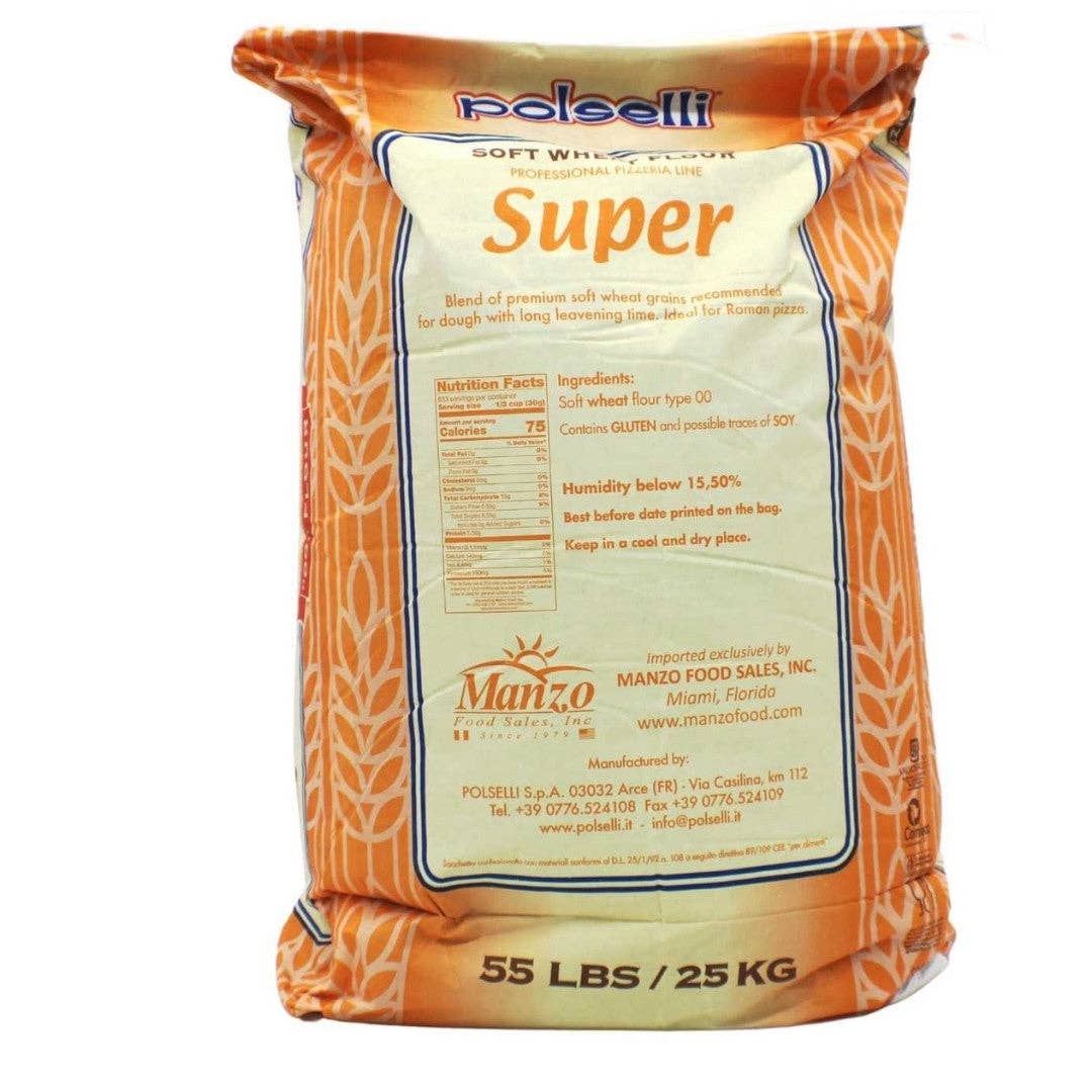 Wholesale Italian Food - Wholesale Flour - Polselli: 00 Pizza Flour (Super) 55 lbs. Bag3