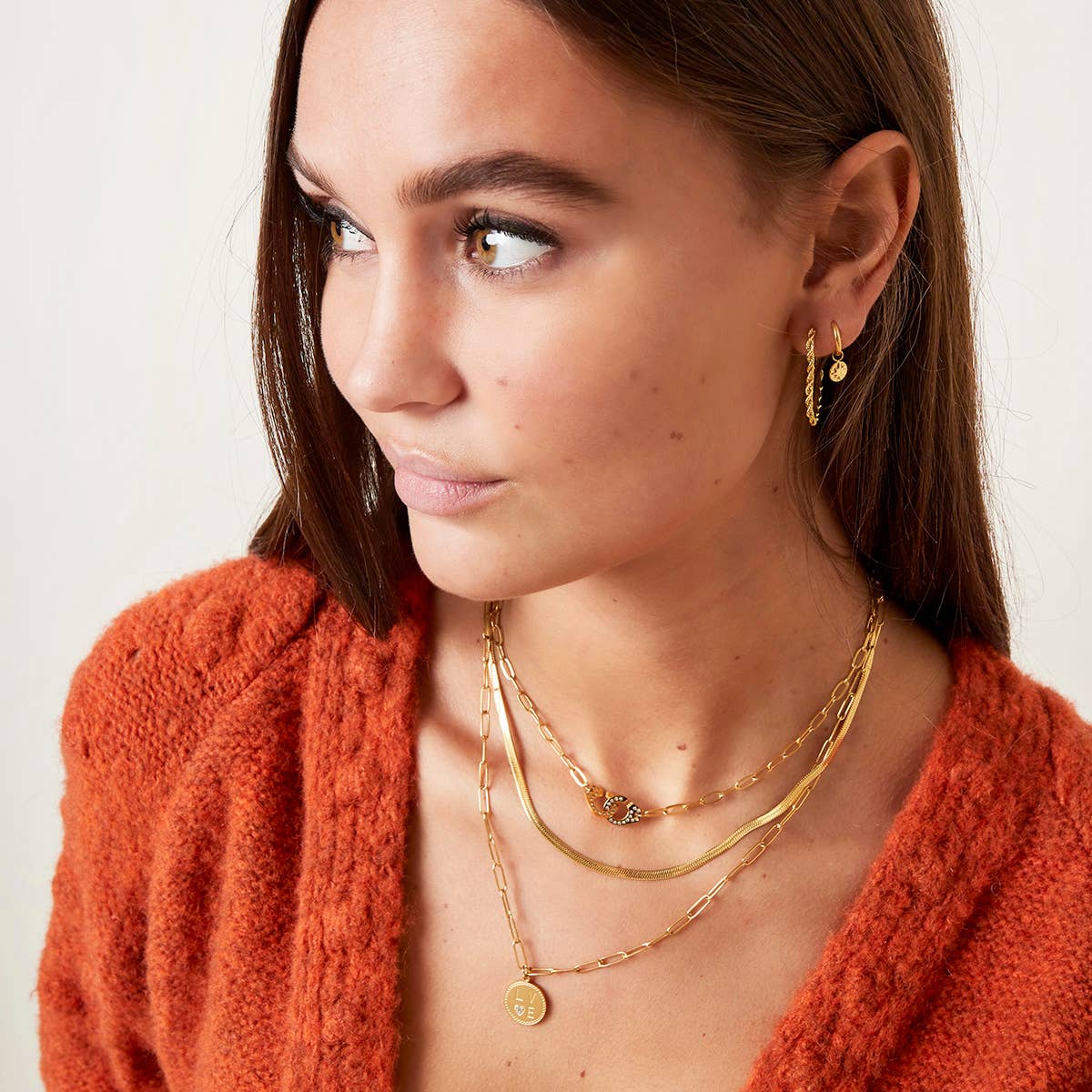 SHINE BUY - Wholesale Pendant/Charm Necklace - Stainless steel double necklace love1