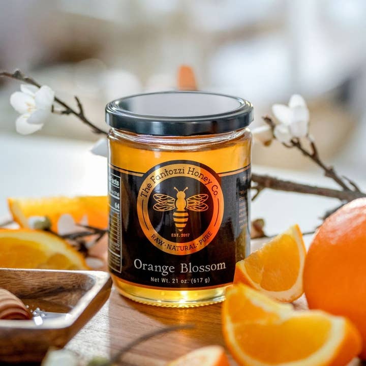 Orange Blossom Raw Honey Jar - Gourmet Gift, 21 oz for wholesale by Fantozzi Honey Company