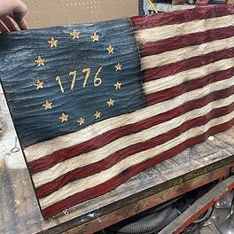 Schmedic Woodworking - Wholesale Sign - 1776 Textured Wavy Flag