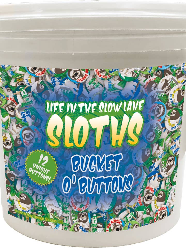 144 Unit Bucket o' Buttons - Sloth for wholesale by Great Stuff Novelties (GSN) by NMR Brands