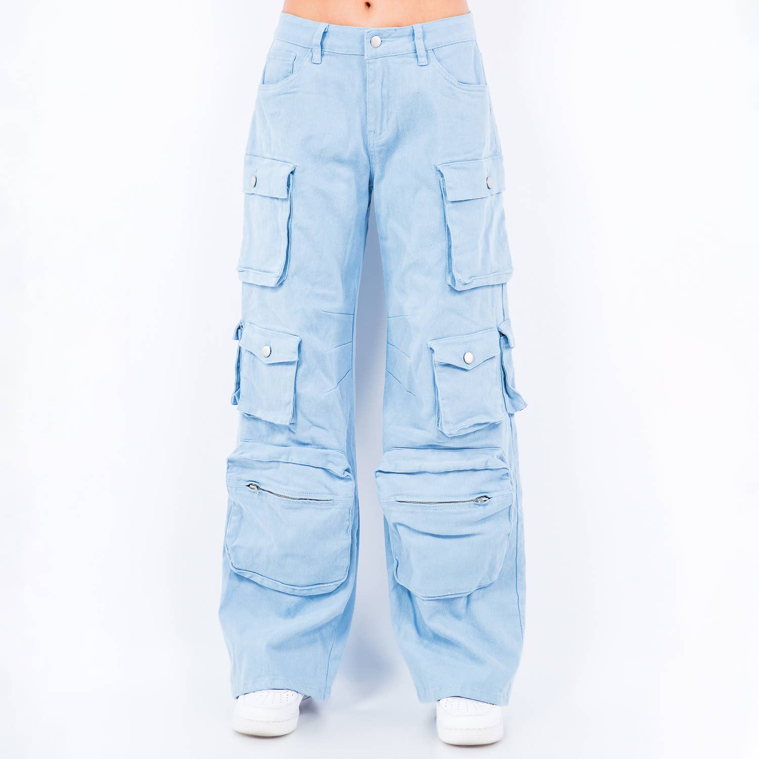 American Bazi - Vente Pantalon – femme - PANTALON TAILLE HAUTE AVEC POCHE À JAMBES LARGES-RJH305898