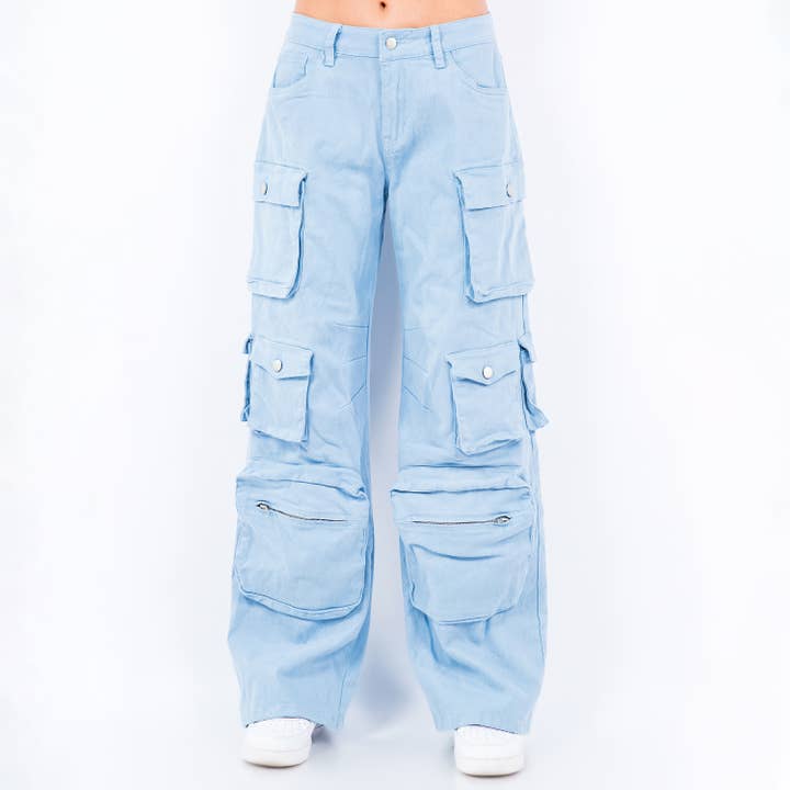 American Bazi - Wholesale Pants - Women's - HIGH WAIST WIDE LEG POCKET PANTS-RJH305898