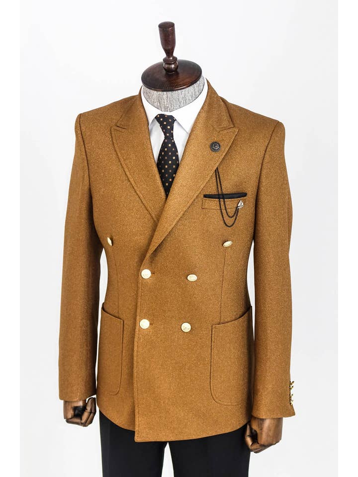 Bronceado Chazer Tawny Tawny con doble botonadura para hombre - Wessi de venta al por mayor en Faire3