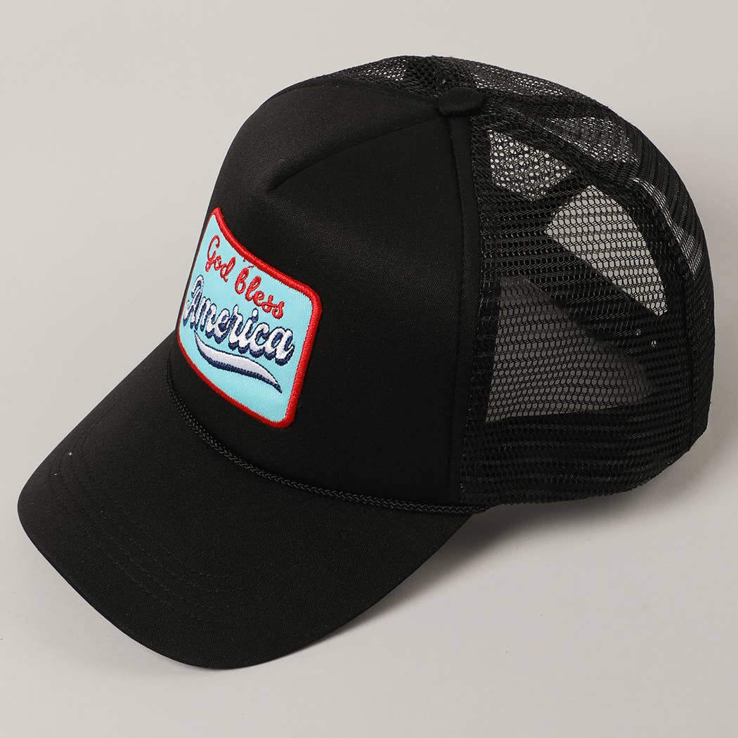 Fashion City - Vendita all'ingrosso Cappellino  da camionista - Unisex - Cappello in Schiuma con Toppa Ricamata "God Bless America"3