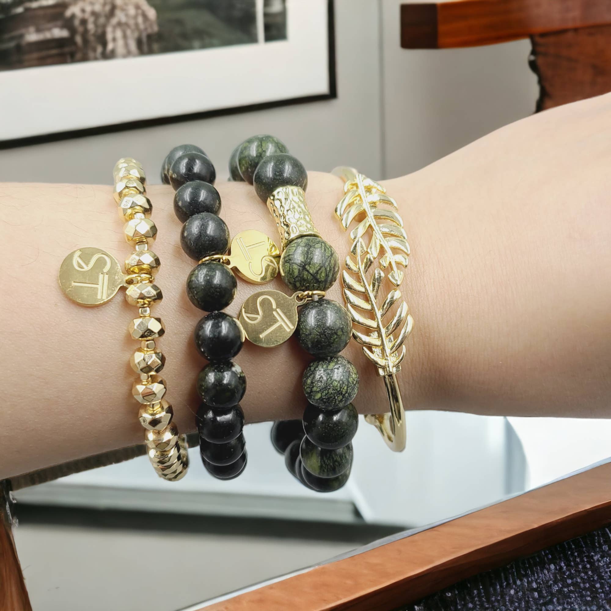 Skyscrapers and Trees - Wholesale Jewelry Set - Cypress Moss Bracelet Stack