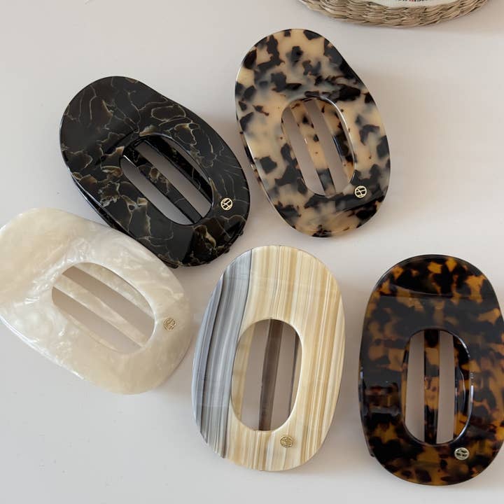 SoapElenGlen - Wholesale Hair Clip - Women's - Elegant Oval Hair Claw, Tortoise & Marble Pattern Hair Clip8