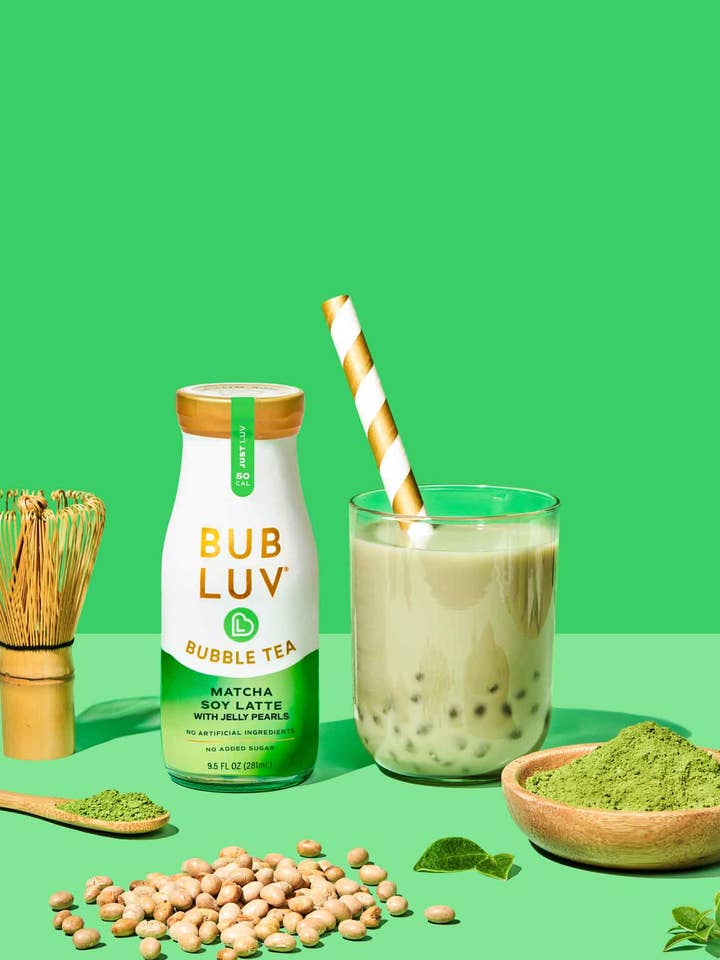 Matcha Soy Latte Bubble Tea with Jelly Pearls for wholesale by BUBLUV