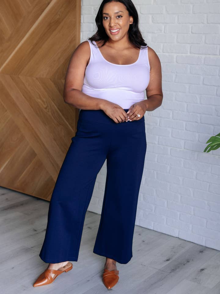 Magic Wide Leg Crop Pants in Navy for wholesale by Bella Nova Style Co