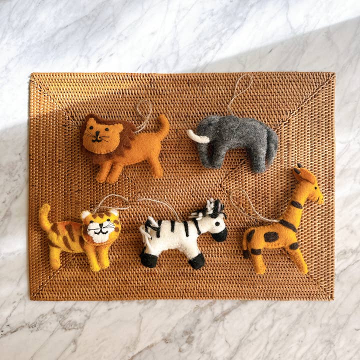 Felt Safari Animal Ornament for wholesale by Ganapati