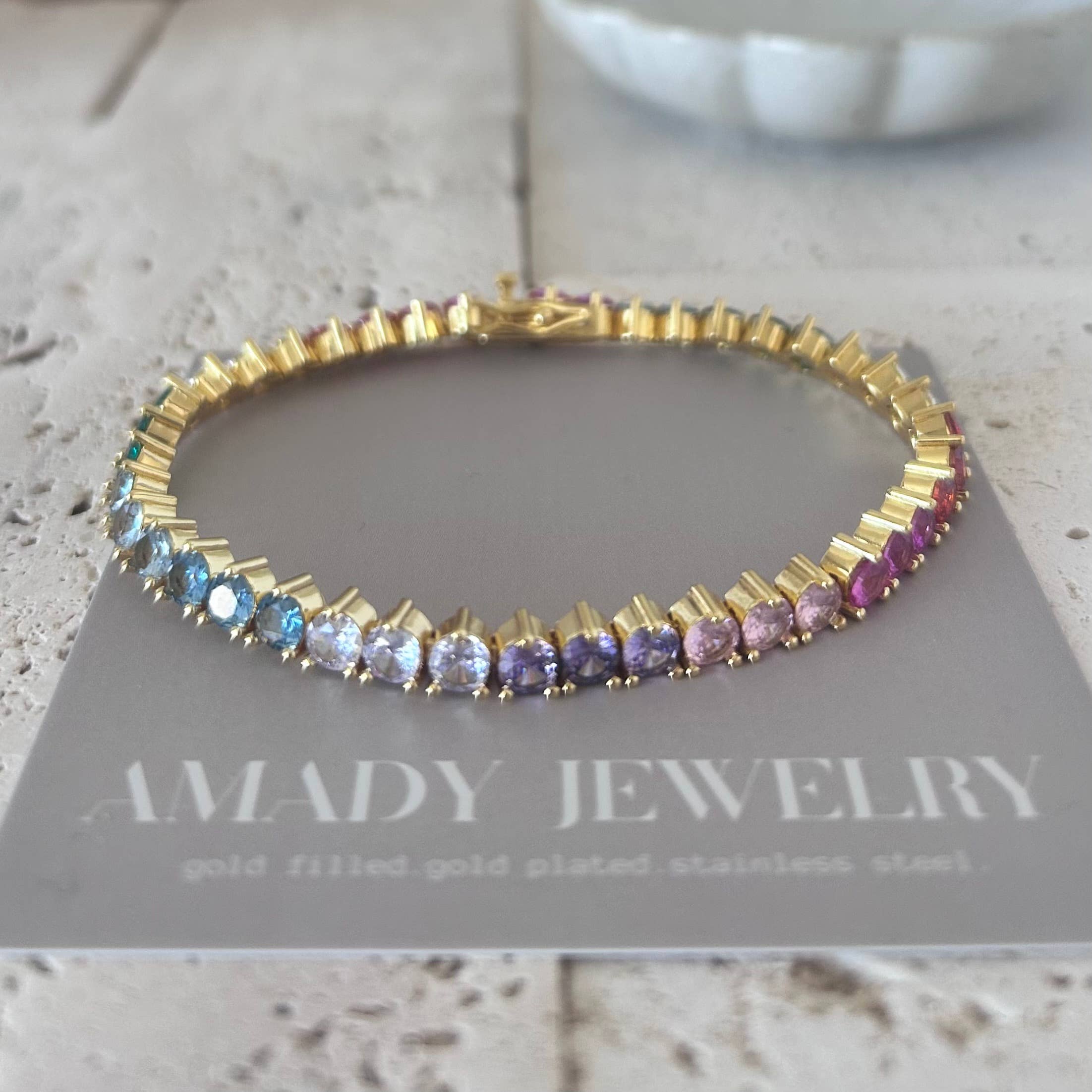 Amady Jewelry - Wholesale Tennis Bracelet - Tennis bracelet Colorful rainbow crystals 9