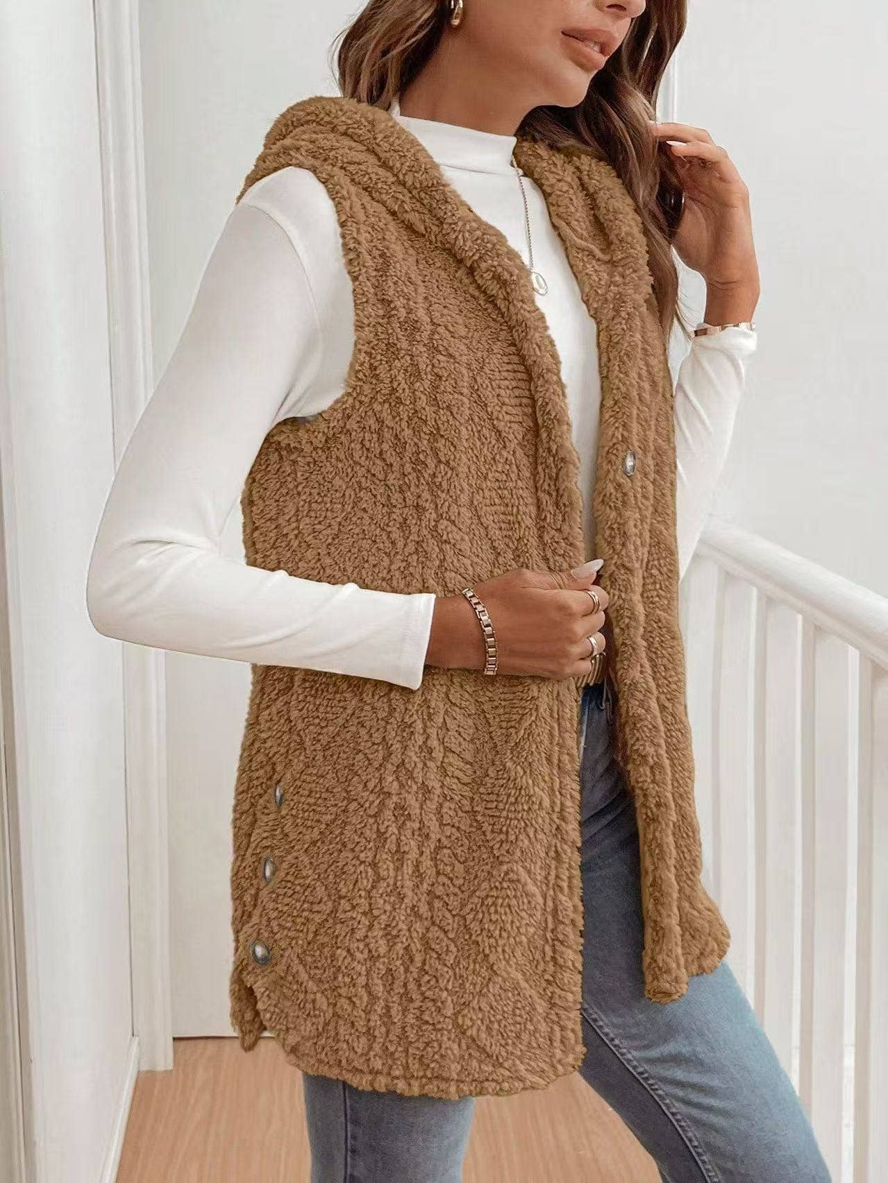 Miss Sparkling - Wholesale Outerwear Vest - Women's - Hooded Fleece Vest1