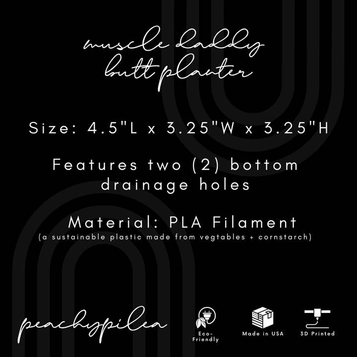 Peachy Pilea - Wholesale Plant Pot - Muscle Daddy Butt Planter | More Sizes + Colors Available