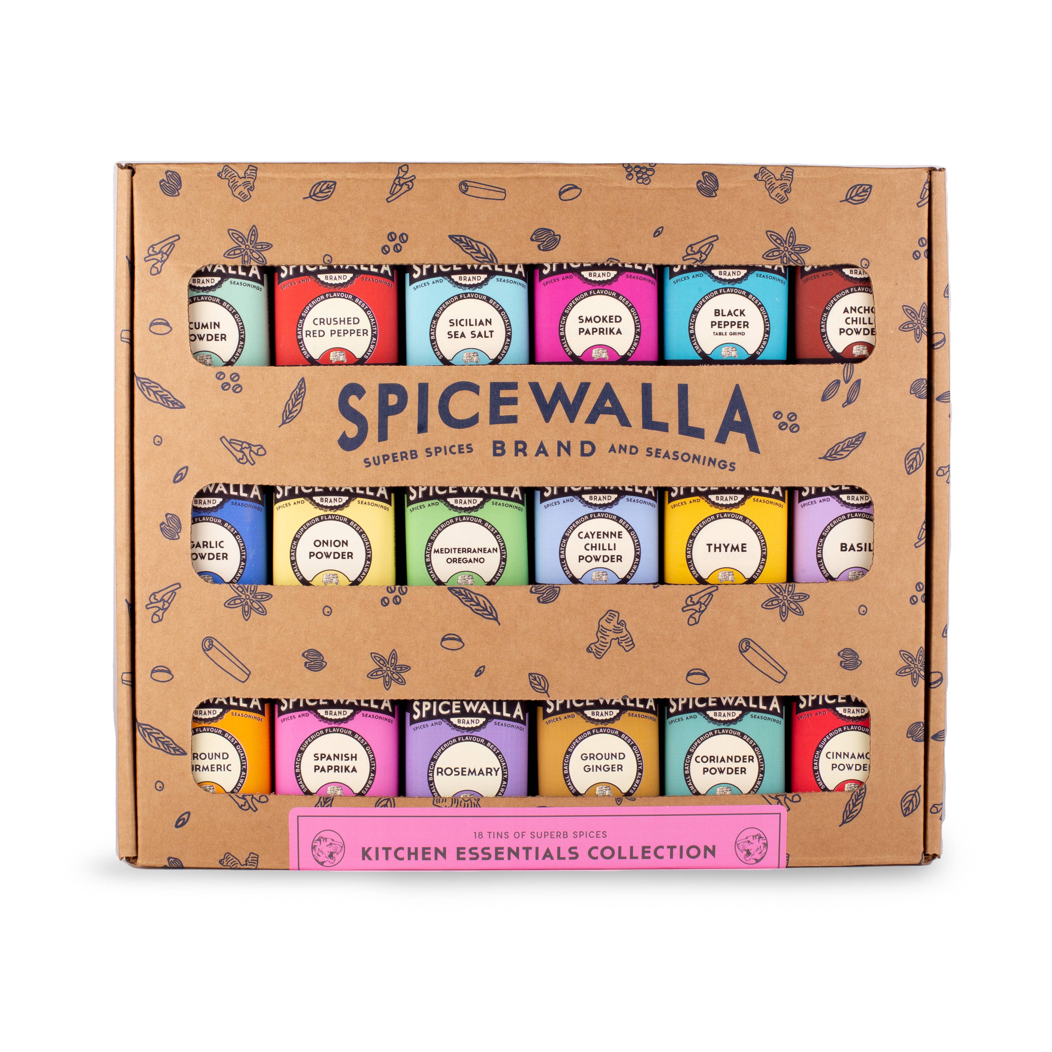 Spicewalla - Wholesale Dried Spice Mix - NEW! Kitchen Essentials Pantry Refresh 18 Pack Gift Set