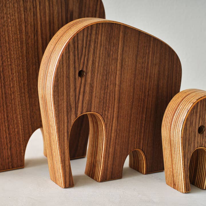 Relic Modern™ | Furniture & Objects - Wholesale Sculpture - Modern Minimalist Walnut Wood Elephant Sculptures - 3 Sizes6