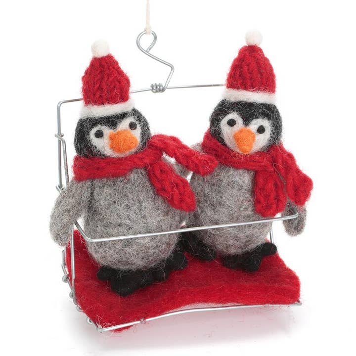Natale - Pinguini sulla Seggiovia, 3 per la vendita all'ingrosso da parte di Amica Accessories Ltd