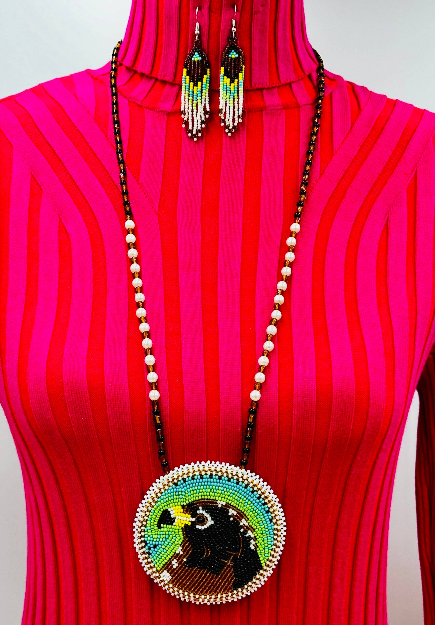 BEADS CORNER – Engroshandel Smykkesæt – Håndlavet perlet Hawk Brown halskæde øreringe sæt3