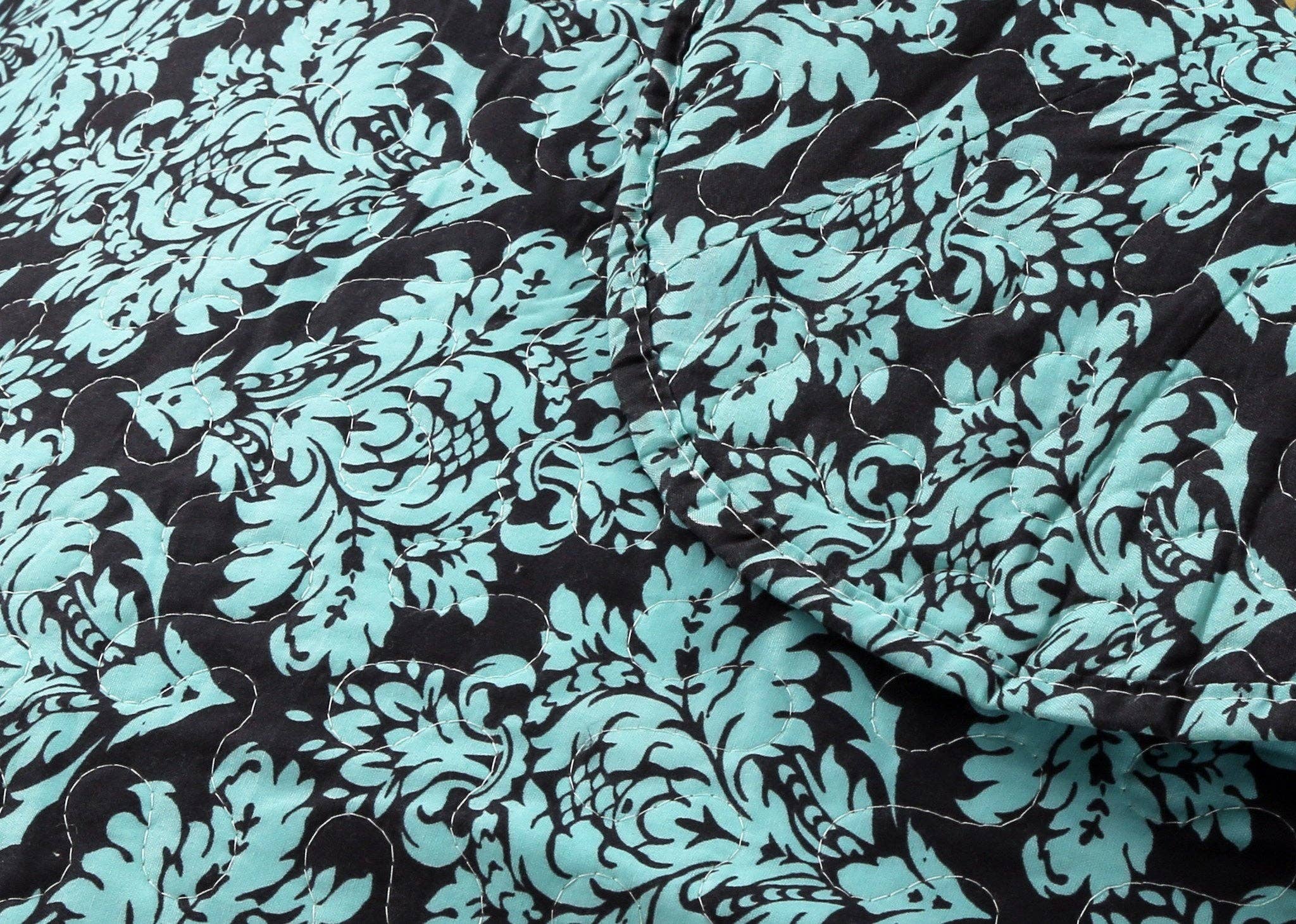 Tache Home Fashion - Wholesale Bedding Set - Tache Teal Turquoise Scalloped Reversible Bedspread Queen7
