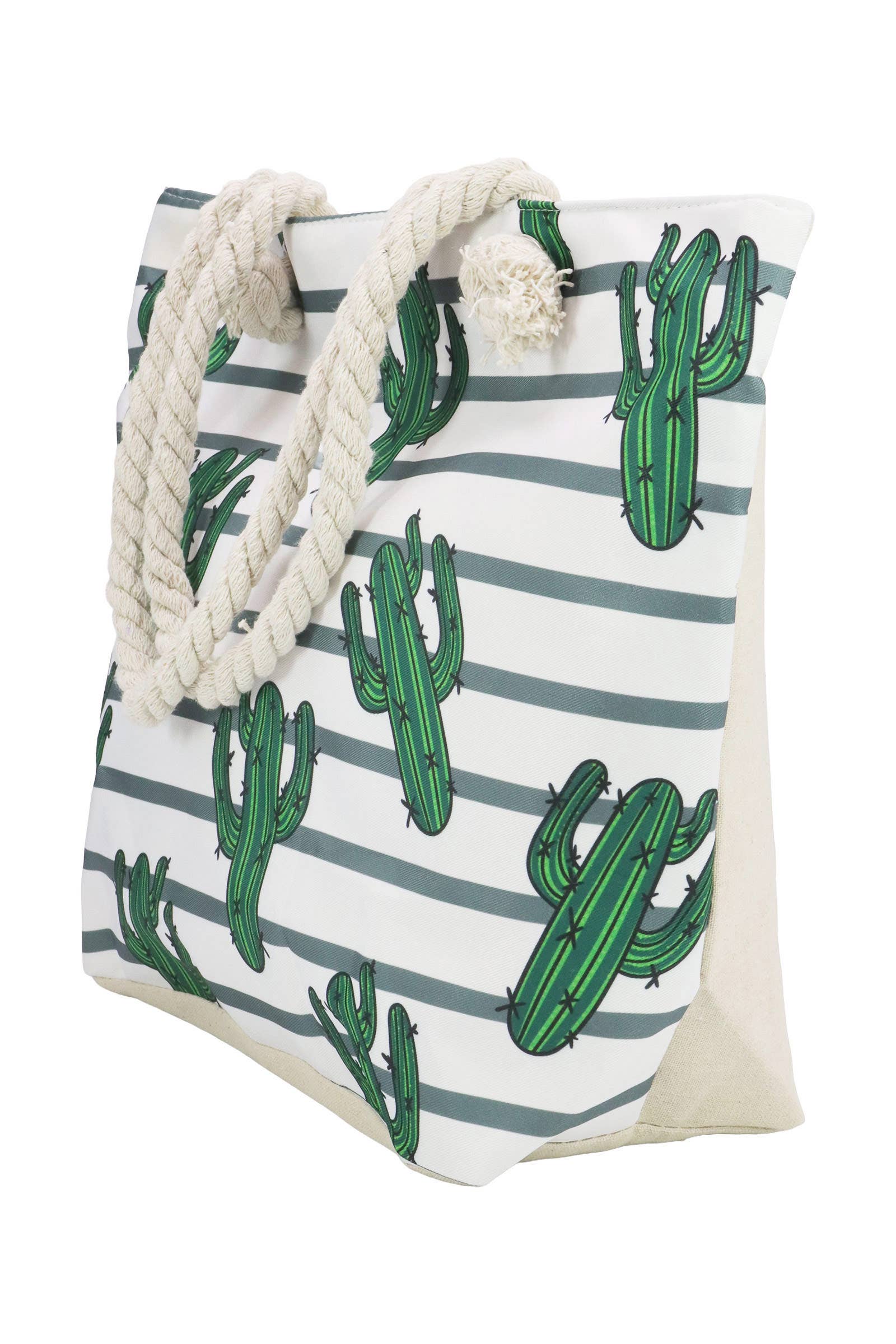 AS SHOWN Vibrant Cactus Print Zippered Canvas Tote Bag for wholesale on Faire1