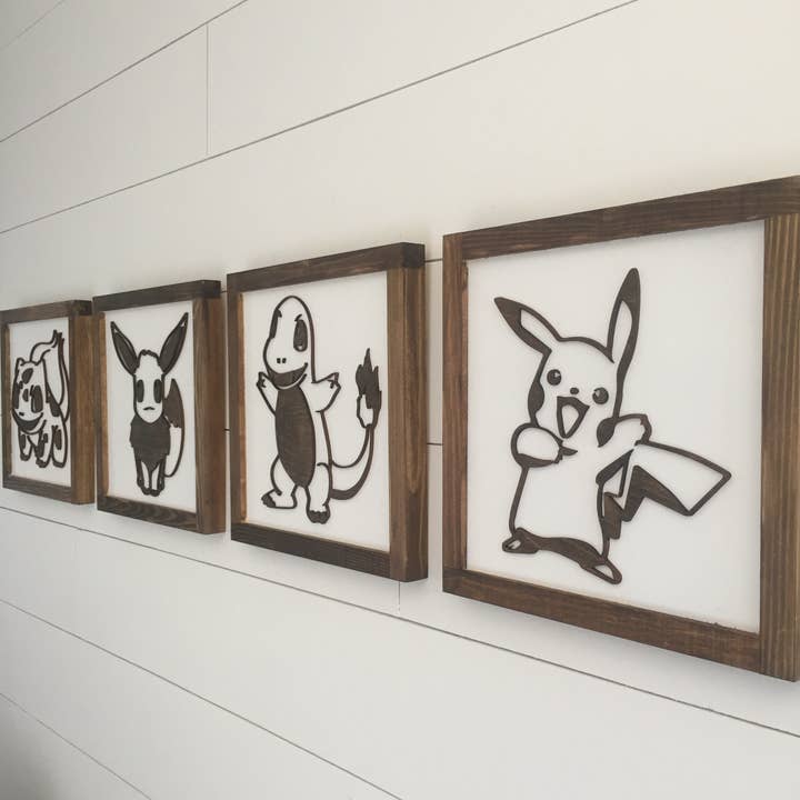 Nail and Hook Laser Cut Home Decor - Wholesale Sign - Personalized Pokémon Wood Sign – Custom Bedroom Decor Featuring Pikachu & Friends5