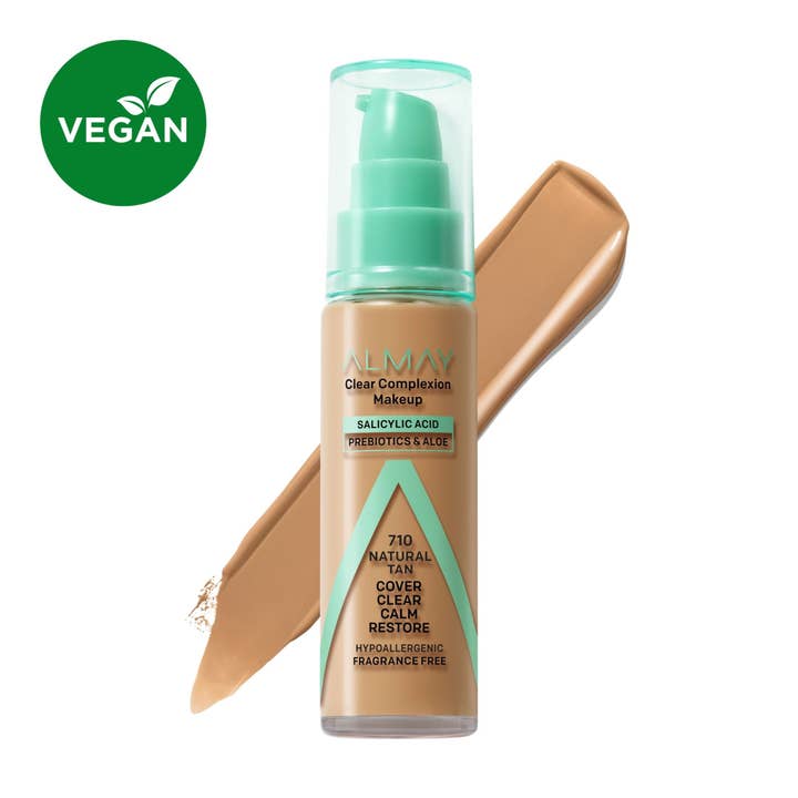 Almay Clear Complexion Foundation Makeup, Hypoallergenic, 710 Natural Tan, 1 fl oz for wholesale by Super Stock Wholesale