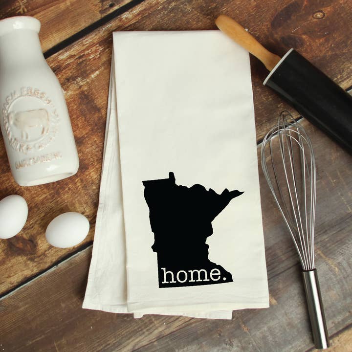 Minnesota "Home" Tea Towel for wholesale by Reigndeer Homegoods